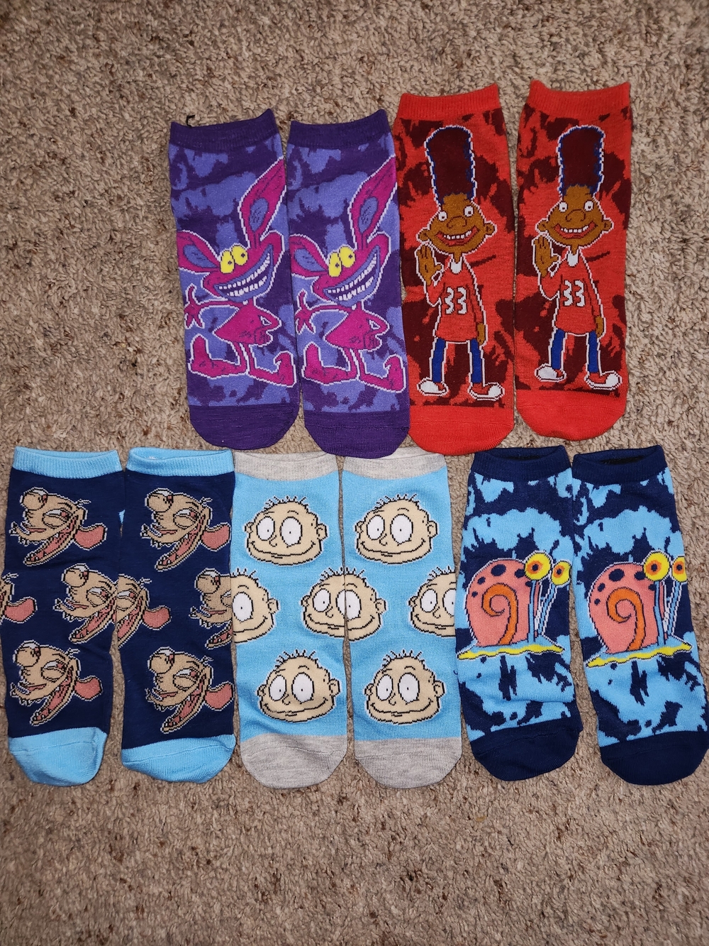 Nickelodeon Character Unisex Socks Pack - Purple, Red, Navy, Light Blue